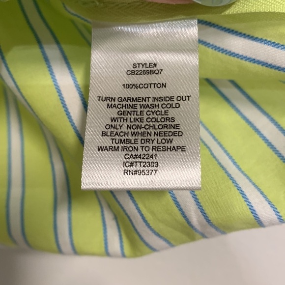 SANCTUARY STRIPED COTTON POPLIN BLOUSE TOP GREEN MEDIUM - Picture 6 of 9